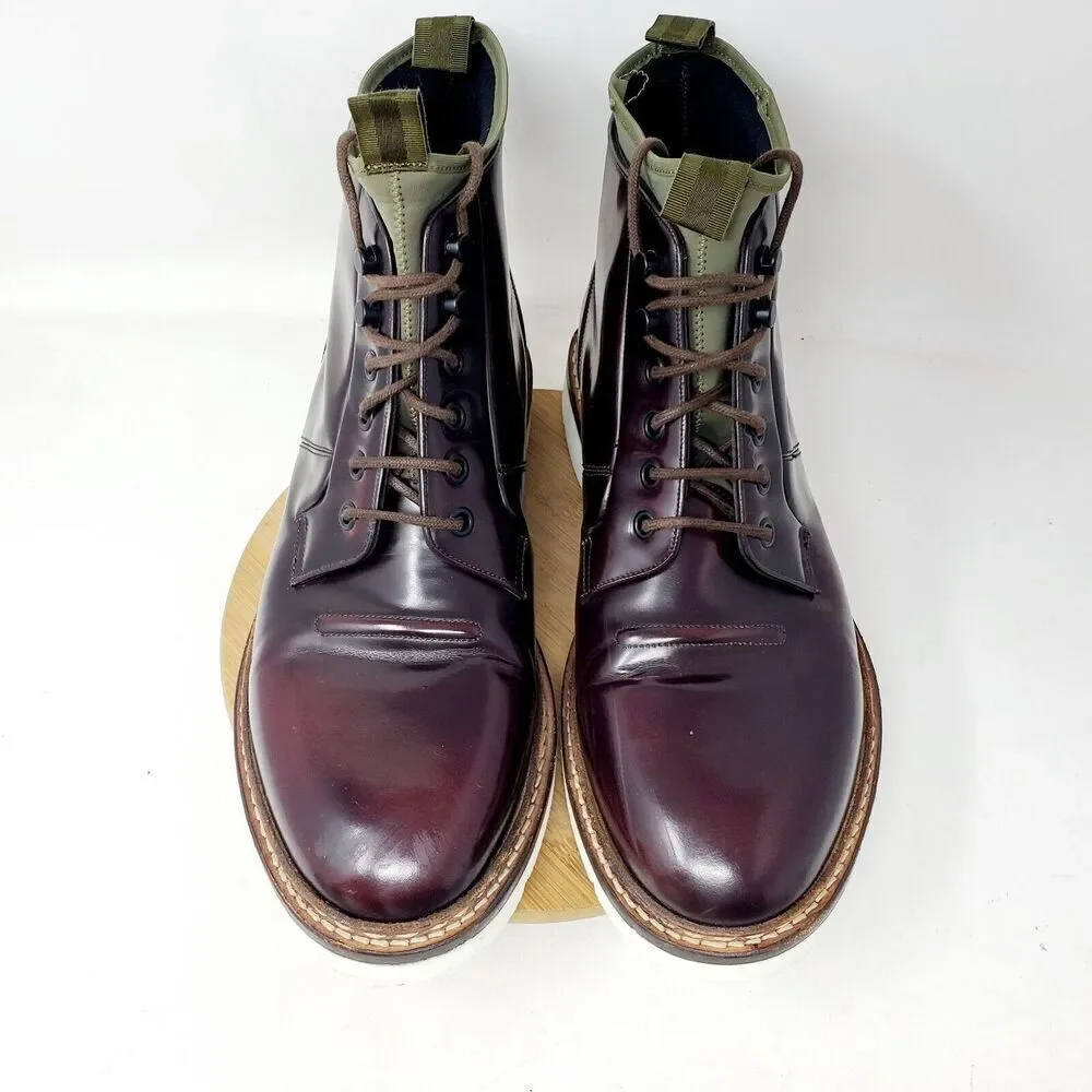 OAMC Compression Boots Mens 11 Burgundy Bull Leather‎ Lace Up Ankle Shoes Vibram